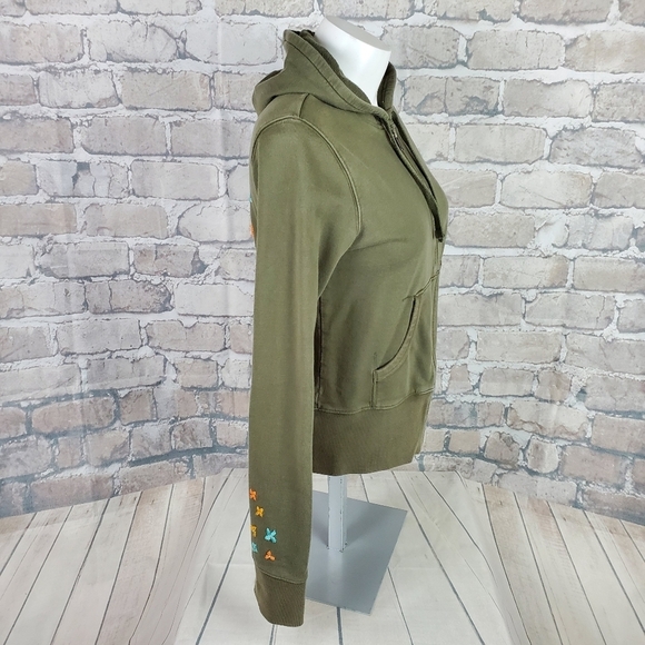Rip Curl Hoodie Olive Embroidered Size Medium - Picture 8 of 14